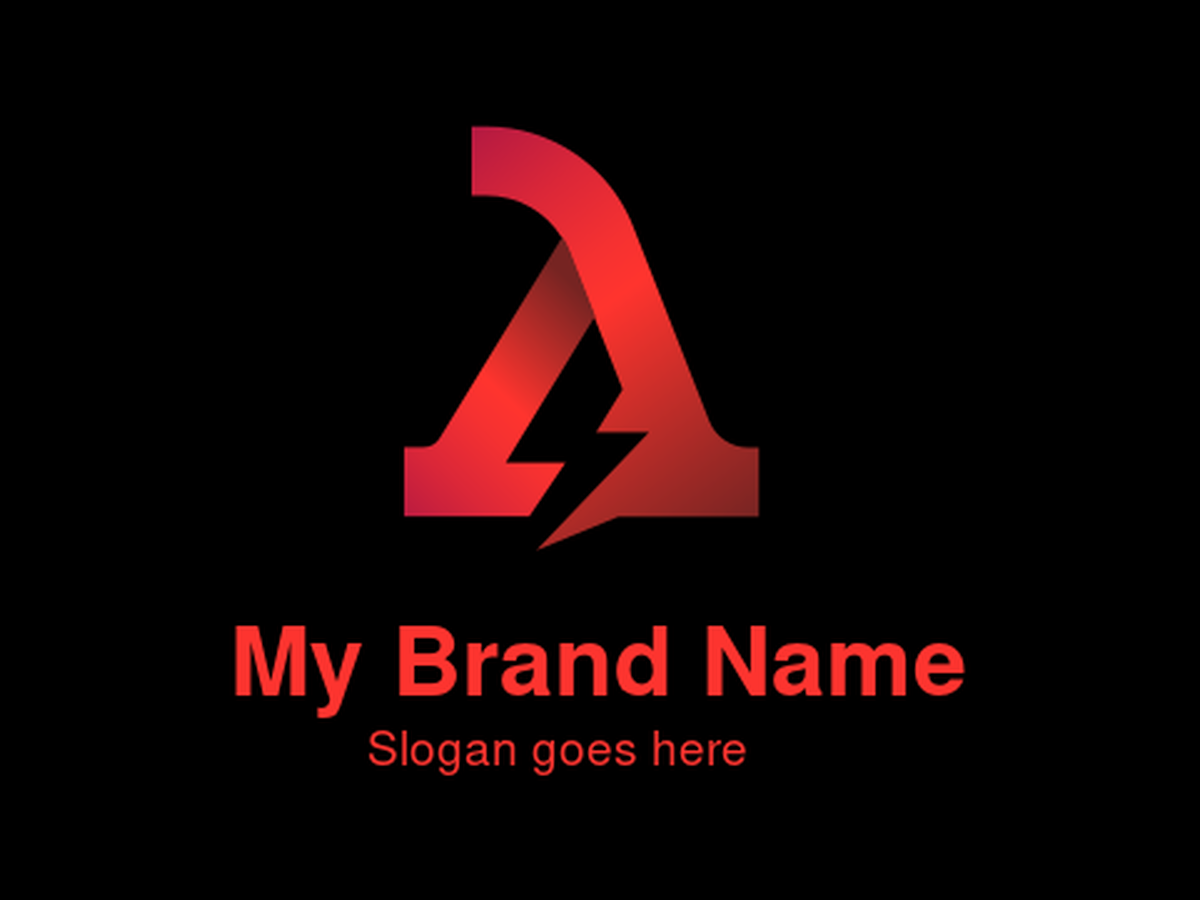 Dynamic Red Lambda, Letter A and Lightning Bolt Logo for High-Energy Tech Startups, Electrical Services, Digital Acceleration, and Gaming Brands